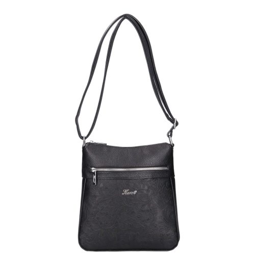 Karen 9504 fekete virágos rostbőr táska