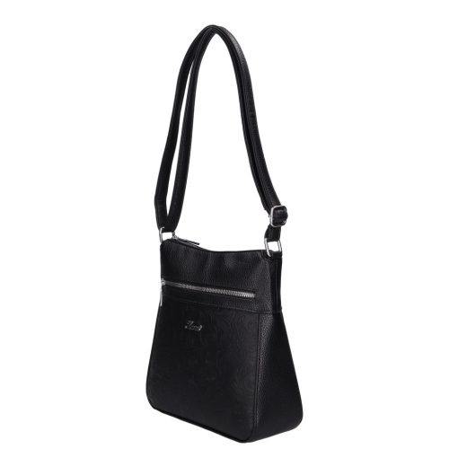 Karen 9504 fekete virágos rostbőr táska