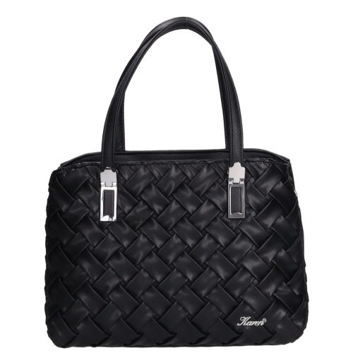 Karen 9537 fekete fonott rostbőr női táska