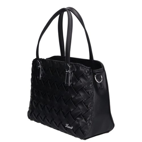 Karen 9537 fekete fonott rostbőr női táska