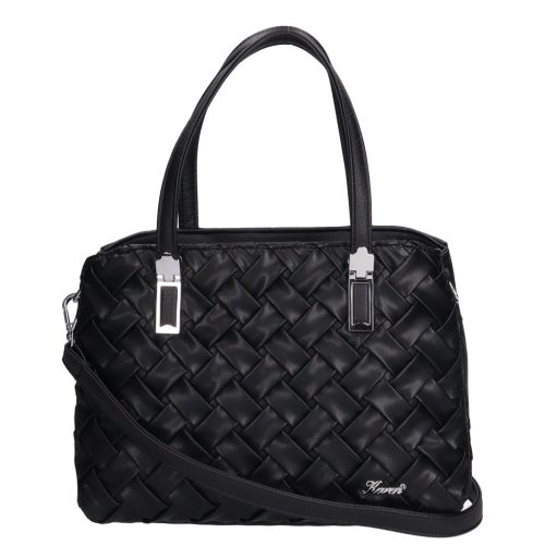 Karen 9537 fekete fonott rostbőr női táska