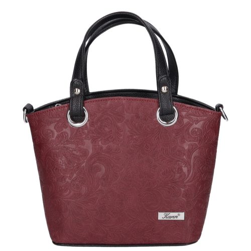 Karen 2390 fekete bordó virág rostbőr táska