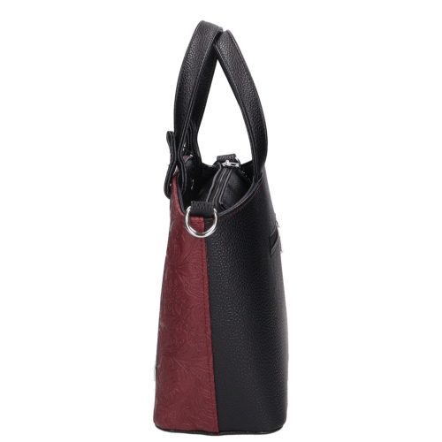 Karen 2390 fekete bordó virág rostbőr táska