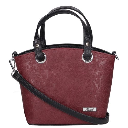 Karen 2390 fekete bordó virág rostbőr táska