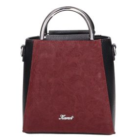 Karen 1680 fekete bordó virág rostbőr táska