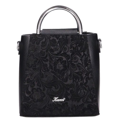 Karen 1680 fekete fekete virág rostbőr táska