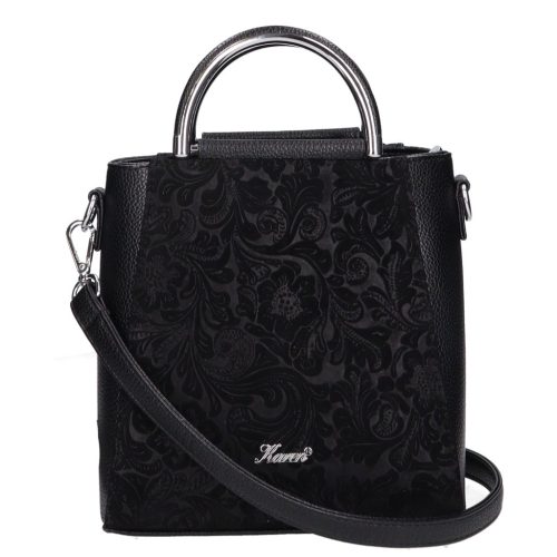 Karen 1680 fekete fekete virág rostbőr táska