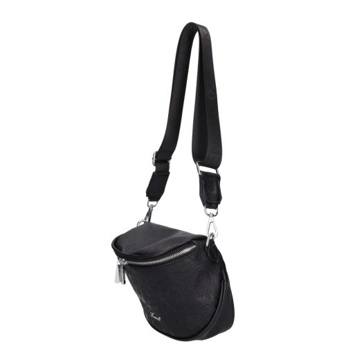 Karen KR 001D bis fekete virág rostbőr táska