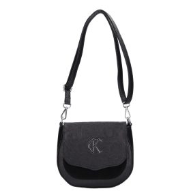 Karen 2382 fekete virág rostbőr táska