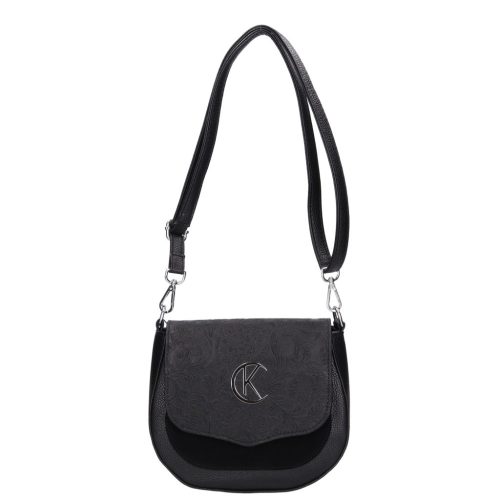 Karen 2382 fekete virág rostbőr táska