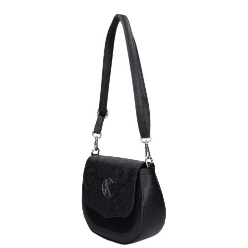 Karen 2382 fekete virág rostbőr táska