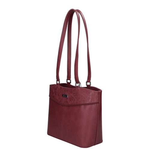 Karen 1693 bordó virág rostbőr táska