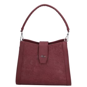 Karen 9529 bordó virág rostbőr női táska