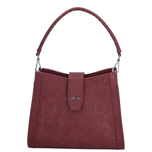 Karen 9529 bordó virág rostbőr női táska