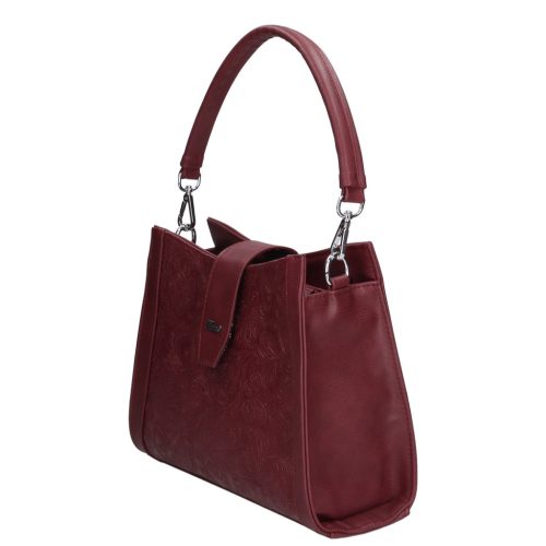 Karen 9529 bordó virág rostbőr női táska