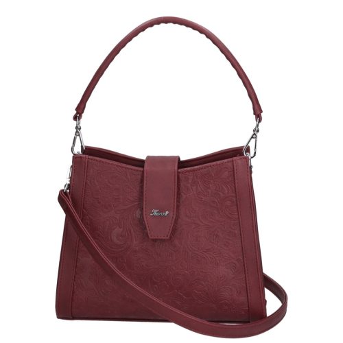 Karen 9529 bordó virág rostbőr női táska