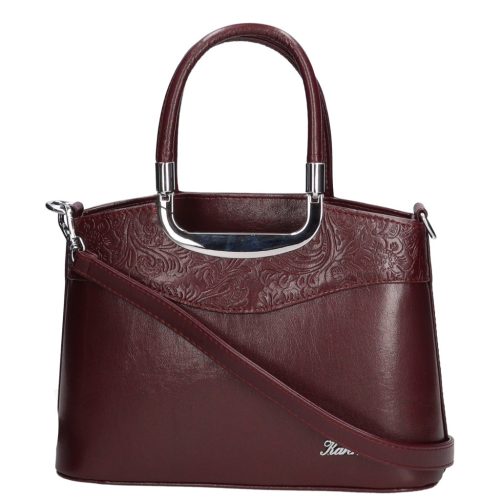 Karen 9158 bis bordó virág rostbőr női táska