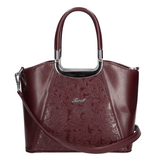 Karen 9251 bis bordó virág rostbőr női táska