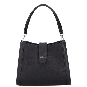 Karen 9529 fekete virág rostbőr táska