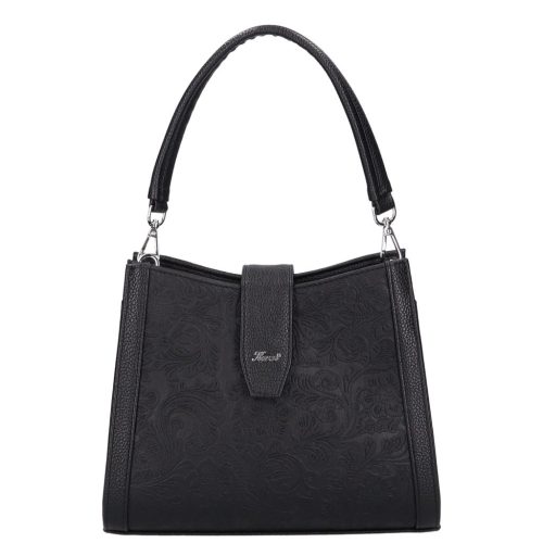 Karen 9529 fekete virág rostbőr táska