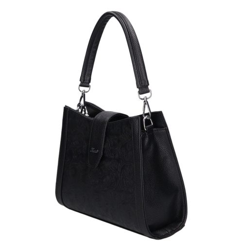 Karen 9529 fekete virág rostbőr táska