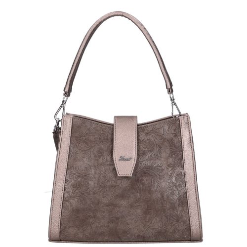 Karen 9529 bronz virág rostbőr táska