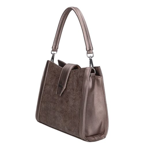 Karen 9529 bronz virág rostbőr táska