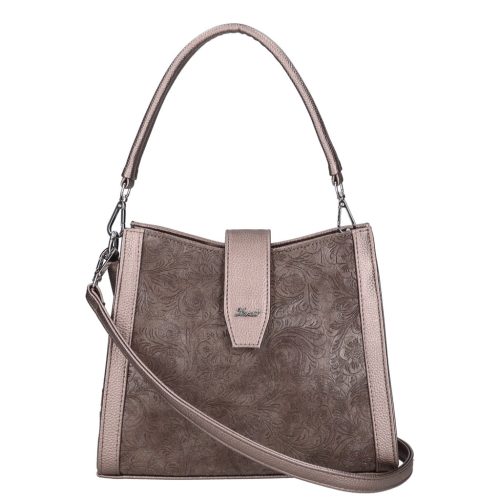 Karen 9529 bronz virág rostbőr táska
