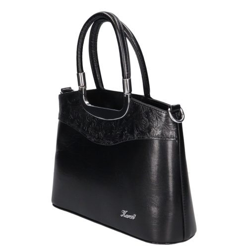 Karen 9158 bis fekete virág rostbőr táska