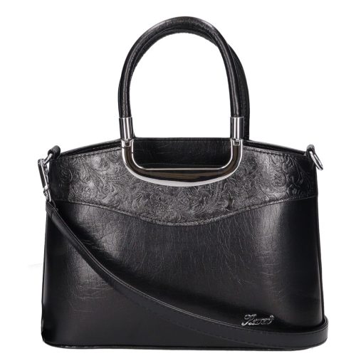 Karen 9158 bis fekete virág rostbőr táska