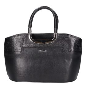 Karen 9079 bis fekete virág rostbőr táska