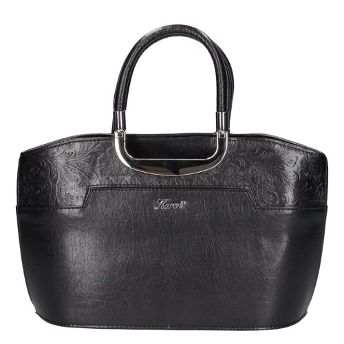 Karen 9079 bis fekete virág rostbőr táska