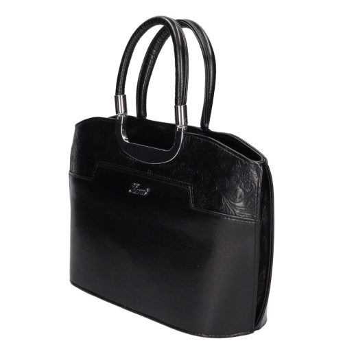 Karen 9079 bis fekete virág rostbőr táska