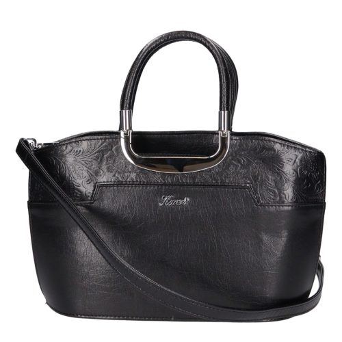 Karen 9079 bis fekete virág rostbőr táska