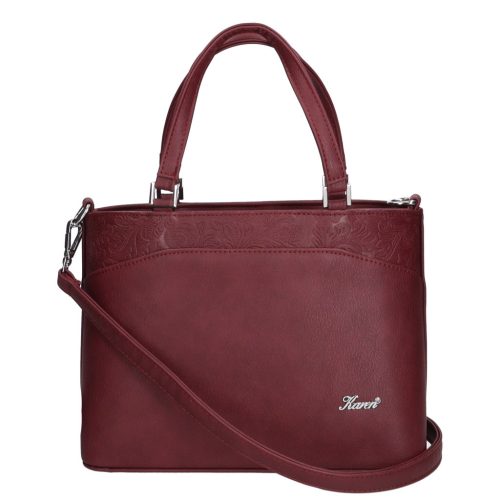 Karen D 448 bordó virág rostbőr női táska