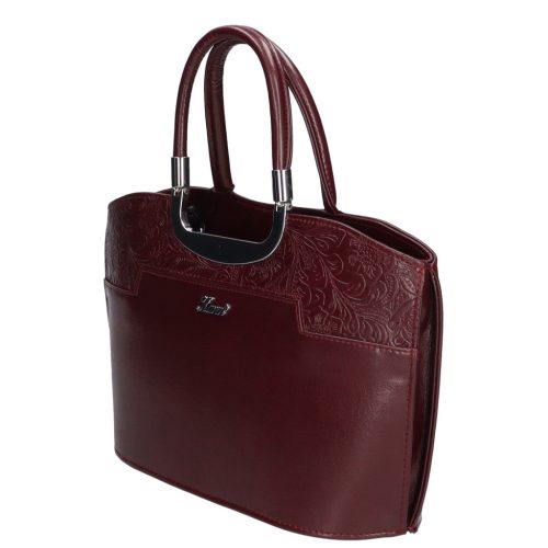 Karen 9079 bis bordó virág rostbőr női táska