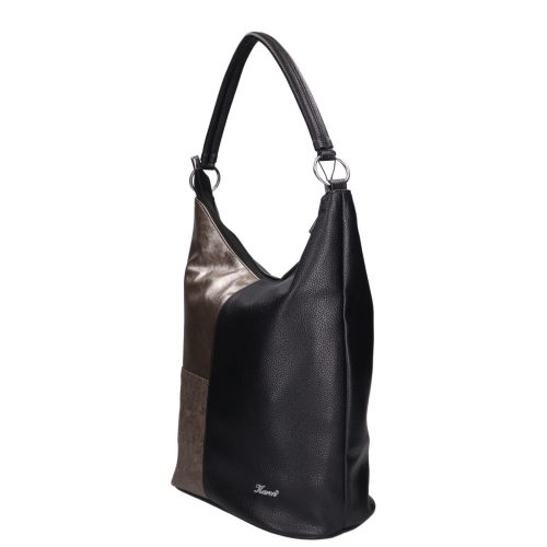 Karen 9548 fekete bronz virág rostbőr női táska