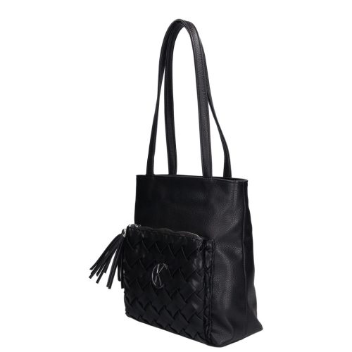 Karen 2519 fekete fonott rostbőr női táska