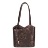 Olasz bőr 238 sötét barna arany virág válltáska és hátizsák