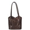 Olasz bőr 238 sötét barna arany virág válltáska és hátizsák