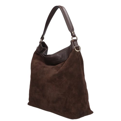 Olasz bőr 14535 barna velúr válltáska