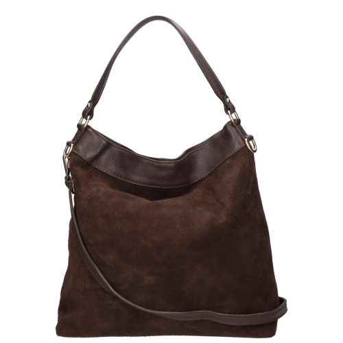 Olasz bőr 14535 barna velúr válltáska