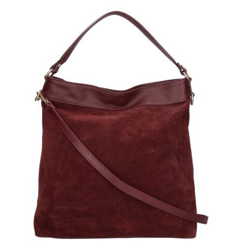 Olasz bőr 14535 bordó velúr válltáska