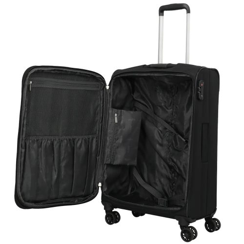 Travelite Orlando M 4w Fekete közepes bőrönd