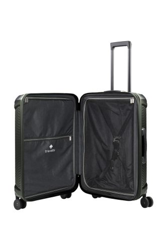 Travelite Millennium 4w M Pine green bővíthető közepes méretű bőrönd