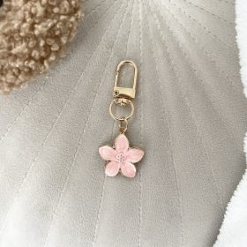   Rózsaszín cseresznyevirág kicsi táskadísz és kulcstartó