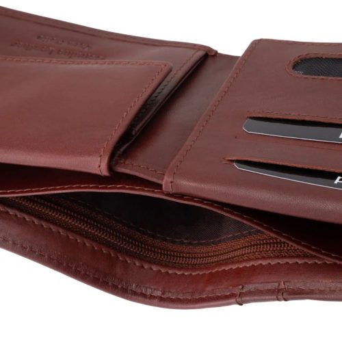 Csíkbetétes Corvo Bianco férfi pénztárca CBF1027/T cognac