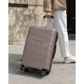   Benzi Malaga 5904 L szürke nagy méretű bővíthető bőrönd