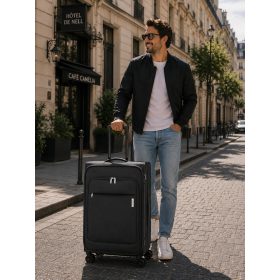 travelite Priego M 4w Antracite közepes bőrönd