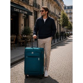 travelite Priego M 4w petrol közepes bőrönd